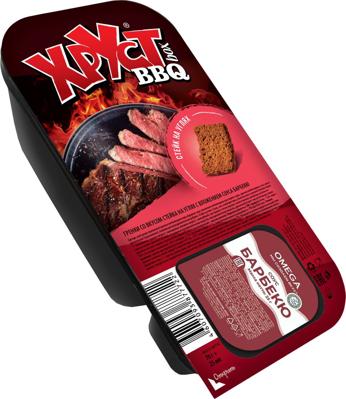 Гренки "ХРУСТ box" BBQ 70г + соус 25г - «Регион-Продукт»